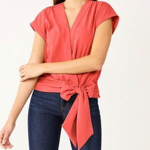 Nine West stie waist wrap top in Sicily tomato color New Without Tag